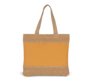 Kimood KI0294 - Shoppingtasche aus Baumwolle und geflochtenen Jutefäden Cumin Yellow / Natural