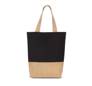 Kimood KI0298 - Shoppingtasche aus Baumwolle verklebten Jutefäden Black/ Natural