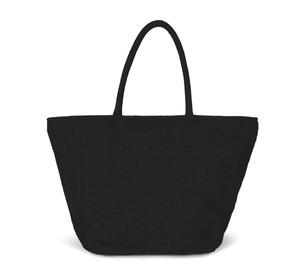 Kimood KI0257 - Shoppingtasche aus geflochtenen Jutefäden mit Strickstoff-Effekt Schwarz