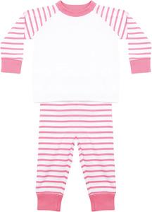 Larkwood LW072 - Streifen-Pyjama Pink / Weiß