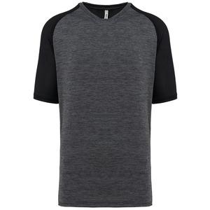 PROACT PA4030 - Zweifarbiges Padel Herren-T-Shirt mit Raglanärmeln Black / Marl Dark Grey