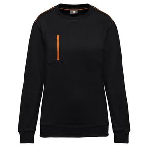 WK. Designed To Work WK403 - DayToDay Unisex-Sweatshirt mit kontrastfarbener zip Tasche Black / Orange