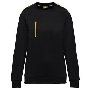 WK. Designed To Work WK403 - DayToDay Unisex-Sweatshirt mit kontrastfarbener zip Tasche Black / Yellow