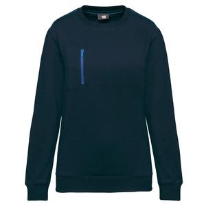 WK. Designed To Work WK403 - DayToDay Unisex-Sweatshirt mit kontrastfarbener zip Tasche Navy / Royal Blue