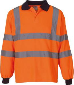 Yoko YHVJ310 - YOKO Langärmliges Poloshirt in Warnfarbe Hi Vis Orange