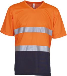 Yoko YHVJ910 - Hi-Vis Top Cool T-shirt V-Ausschnitt Hi Vis Orange/Navy