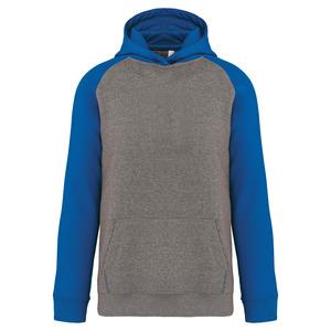 PROACT PA370 - Zweifarbiges Kapuzensweatshirt für Kinder Grey Heather / Sporty Royal Blue