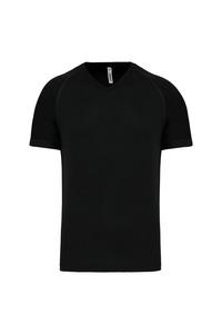 PROACT PA476 - Herren Kurzarm-Sportshirt mit V-Ausschnitt Schwarz