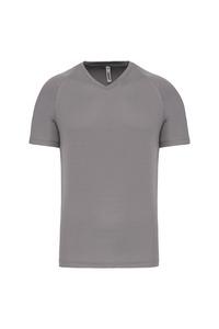 PROACT PA476 - Herren Kurzarm-Sportshirt mit V-Ausschnitt Fine Grey