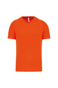 PROACT PA476 - Herren Kurzarm-Sportshirt mit V-Ausschnitt Fluorescent Orange