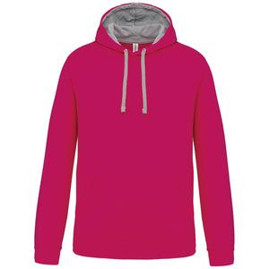 Kariban K446 - BICOLOR KAPUZEN SWEATSHIRT Fuchsia / Fine Grey