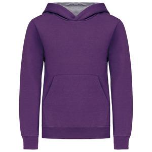 Kariban K453 - BICOLOR KAPUZEN SWEATSHIRT FÜR KINDER Purple / Oxford Grey