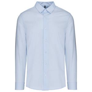 Kariban K513 - Langärmeliges Popeline-Herrenhemd Striped Pale Blue / White
