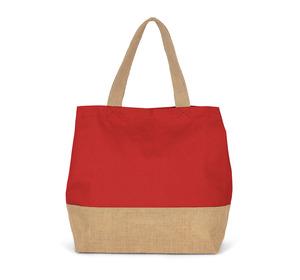 Kimood KI0235 - Baumwolltuch-Jute-Shoppingtasche Arandano Red / Natural