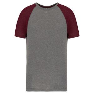 Proact PA4010 - Zweifarbiges Triblend Sport-T-Shirt mit kurzen Ärmeln für Erwachsene Grey Heather / Wine Heather