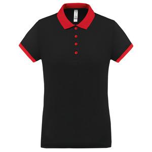 Proact PA490 - Performance Piqué-Polohemd für Damen Schwarz / Rot