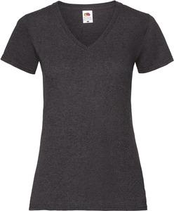 Fruit of the Loom SC61398 - Damen Valueweight V-Neck T-Shirt Dark Heather Grey