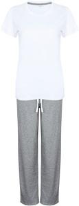 Towel City TC053 - Long Pant Pyjama Set in a Bag White / Heather Grey